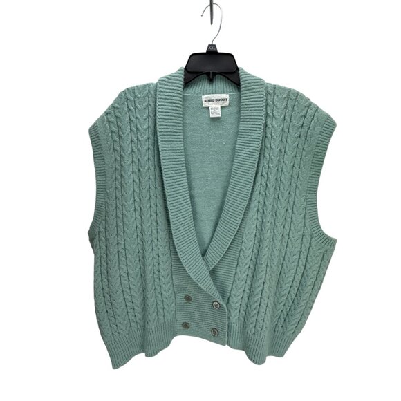 Alfred Dunner Sage Green Cable Knit Sleeveless Cardigan Vest 44 Cottagecore - Picture 1 of 8
